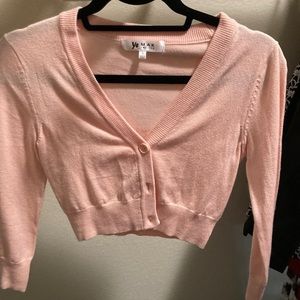 Pink Cropped Cardigan